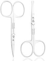 Facial Hair Small Grooming Scissors for Men Women - Rounded and Curved Eyebrow Scissors - Nose Hair, Beard, Mustache, Eyelashes, Dry Skin and Ear Hair Trimming Scissors