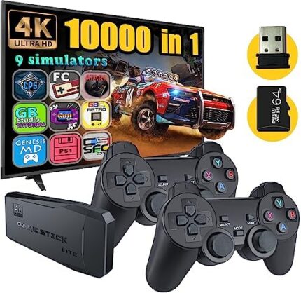 Fadist Retro Game Console, 4K HD Output Video Game Console, Built in 10000+ Classic Games, with 2 Ergonomic Controllers, Plug and Play Game Console, Ideal Gift for Kids, Adult, Friend, Lover