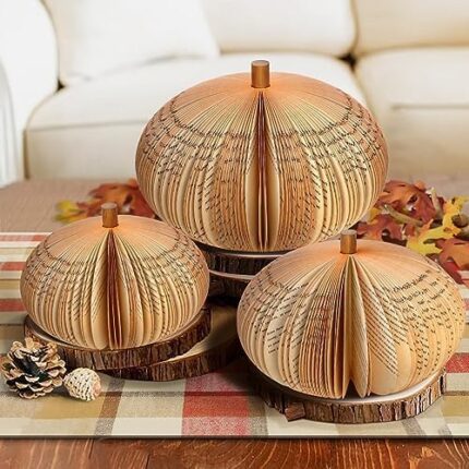 Fall Decor - Fall Decorations for Home - Set of 3 Book Pumpkins - for Thanksgiving Autumn Farmhouse Room Kitchen Tiered Tray Table Centerpieces