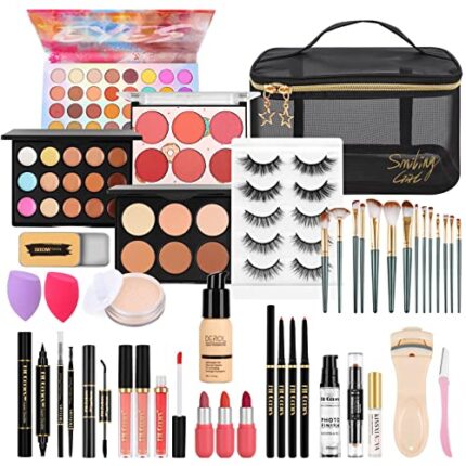 Fenshine Makeup Set,Make Up Starter Kit With Storage Bag Portable Travel Make Up Palette Eyeshadow Foundation Lip Gloss for Teenage & Adults (Type A)