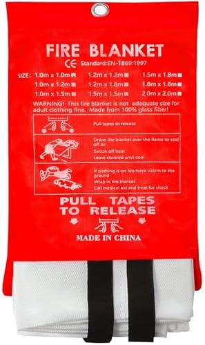 Fiberglass Emergency Fire Blanket 2 Pack Fire Suppression Retardant Blanket Suppression Flame Fireproof Welding Fireplace,School,Stove,Grill,Camping,Car,Picnic,Caravan,Office,Warehouse Survival