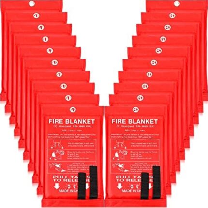 Fire Blanket Fiberglass Fire Emergency Blanket Flame Retardant Fire Suppression Blanket Fireproof Emergency Survival Safety Cover for Kitchen Home Car Office Camping, 39 x 39 Inch (Red,20 Pack)