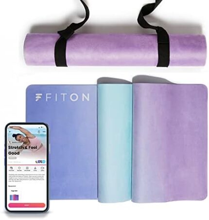 FitOn Yoga Mat Thick & Soft Workout Mat W/Travel Strap, Non Slip Fitness Mat For Yoga, Pilates, Pelvic Floor Routine Exercise Mats, Workout Equipment For Home Gym Workouts 70" x 24"