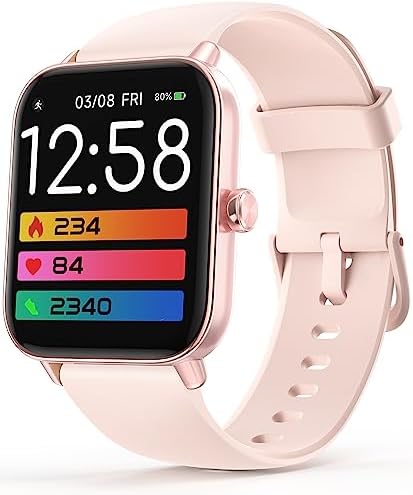Fitness Smart Watch with Alexa for Women Men, 24/7 Heart Rate, Blood Oxygen, Stress and Sleep Tracker,100 Sports Modes, 5ATM Waterproof Activity Trackers and Smart Watches