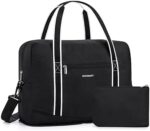 For Spirit Airlines Personal Item Bag 18x14x8 BAGSMART Foldable Travel Duffel Bag Tote Weekend Overnight Bag Carry on Luggage for Women and Men(Black)