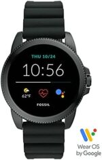 Fossil 44mm Gen 5E Stainless Steel and Silicone Touchscreen Smart Watch with Heart Rate