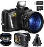 G-Anica 4K Digital Cameras for Photography and Video with Autofocus 16X Digital Zoom, 48MP Vlogging Camera, 3'' Flip Screen Compact Camera for Travel with 32GB SD Card