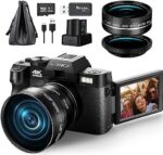 G-Anica Digital Cameras for Photography, 48MP&4K Video/Vlogging Camera for YouTube with WiFi, 60FPS Autofocus Travel Camera with Wide-Angle & Macro Lens (2 Batteries)
