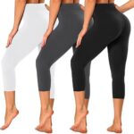 GAYHAY 3 Pack High Waisted Capri Leggings for Women - Soft Stretch Tummy Control - Exercise Pants for Running Cycling Workout
