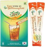GINLAC Easy Red Ginseng Sticks Vegan 10 sticks (0.3oz X 10 Sachets) Vegan No sugar Glueten free Pure Quality Ginseng Extract for Healthy Drinks Mix with Cold Water and any other soft drinks