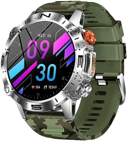 GLONHI Smart Watch for Men Women, 1.43" AMOLED HD-Display (Answer/Make Call)，Fitness Tracker with Heart Rate Blood Oxygen Monitor, 40Days Long Battery for Android iOS (Silver)