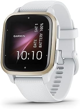 Garmin Venu® Sq 2 GPS Smartwatch, All-Day Health Monitoring, Long-Lasting Battery Life, AMOLED Display, Cream Gold and White
