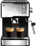Geek Chef Espresso Machine 20 Bar, Cappuccino latte Maker Coffee Machine with ESE POD capsules filter&Milk Frother Steam Wand, 1.5L Water Tank, for Home Barista, Stainless steel 950W, Black