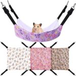 Geelin 4 Pcs Cat Hanging Hammock Bed Pet Cage Hammock Comfortable Hanging with Adjustable Straps and Hooks Double Sided Soft Plush Pet Hammock for Cat Guinea Pig Rabbit Animals (Paw, 11 x 11 Inch)