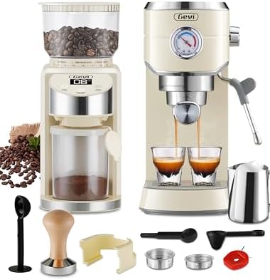 Gevi 20 Bar Professional Espresso Machine with 35 Precise Grind Settings Burr Coffee Grinder
