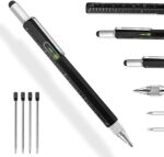 Gifts For Men, 6 in 1 Multi Tool Pen Set, Multitool Tech Tool Pen Aluminum Screwdriver Pen Birthday Gifts For Men Dad Grandpa Boyfriend Stocking Stuffers Christmas Cool Gadgets Father's Day Black