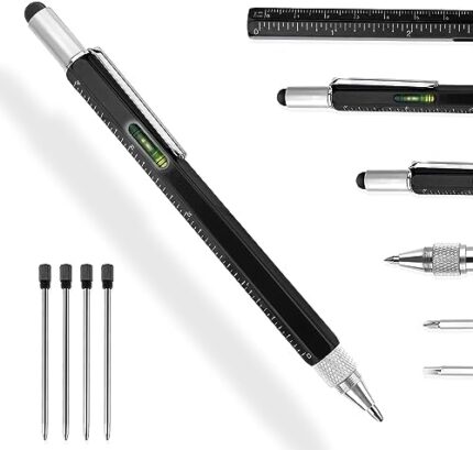 Gifts For Men, 6 in 1 Multi Tool Pen Set, Multitool Tech Tool Pen Aluminum Screwdriver Pen Birthday Gifts For Men Dad Grandpa Boyfriend Stocking Stuffers Christmas Cool Gadgets Father's Day Black