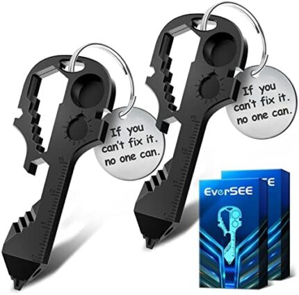 Gifts for Dad Men from Daughter Son, 2 Pack Keychain Multitool Pocket Key Tool Cool Gadgets for Men, Unique Mini Utility EDC Multi Tools Bottle Opener Screwdriver, TSA Compliant Gift Idea