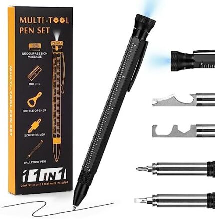 Gifts for Men, 12 in 1 Multitool Pen with Stress Relief Accessory, Cool Gadgets Tools for Men, Father's Day Gifts for Dad, Husband, Grandpa, Unique Birthday Gifts Christmas Gift from Daughter Son