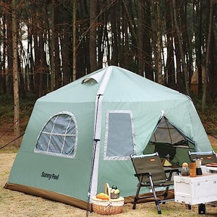 Glamping Inflatable Tent - Camping Tents for Family - Hiking and Backpacking - Suitable for 4-5 Person Camping - Quick with 3 Minute Setup - 7.8FT x 7.8FT x 5.6FT
