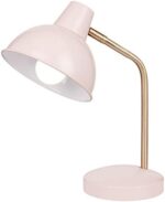 Globe Electric Novogratz x 67339 16" Desk Lamp, Matte Rose, Matte Gold Arm, Clear Cord, in-Line On/Off Switch, Office Decor, Home Essentials, Reading Light, Room Lighting, Dorm