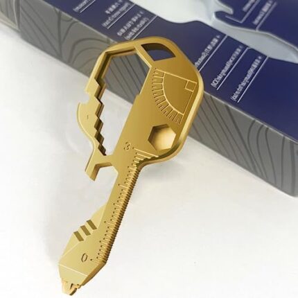 Gmngis Key Shaped MultiTool Bottle Opener Mini Utility Gadget 24-in-1 Key Shaped multitool Gift for Men, Women, Groomsman, Birthday (gold)