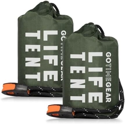 Go Time Gear Life Tent Emergency Survival Shelter – 2 Person Emergency Tent – Use As Survival Tent, Emergency Shelter, Tube Tent, Survival Tarp - Includes Survival Whistle & Paracord