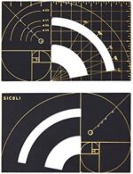 Golden Ruler Designer Brass Wallet Fibonacci Sequence/Series Ratio Multi Tool Essential Metal Card 3.25"x2" (Black)