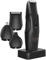 Groom Essentials Full Body All-in-1 Grooming Kit, Cordless Shaver, 11-Piece Manscaping Set with Beard Trimmer, Detailer, Foil Shaver, Ear and Nose Hair Trimmer for Men, 4 Trimming Guides, with Base