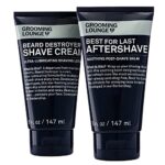 Grooming Lounge It Takes Two To Make A Shave Go Right Kit - Beard Shave Cream & Best For Last Aftershave - Soothing Aftershave Cream, Fragrance-Free, No Sting, Heals Razor Burn & Shaving Irritation, Gift Set, Value Kit