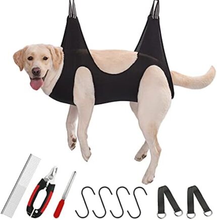 Guzekier Dog Grooming Hammock, Dog Sling for Grooming, Dog Hammock for Nail Trimming, Dog Hammock with Nail Clippers/Trimmer, Nail File, Pet Comb, Ear/Eye Care
