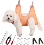 Guzekier Dog Grooming Hammock Harness for Dogs, Dog Sling for Grooming, Dog Hammock for Nail Trimming, Dog Hammock with Nail Clippers/Trimmer, Nail File, Pet Comb,Ear/Eye Care