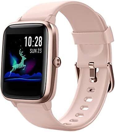 HAFURY Smart Watch Activity Fitness Tracker Watch, Compatible with Android and iOS Phone, Bluetooth Smartwatch with Heart Rate Monitor IP68 Waterproof, Step Sleep Tracker, for Men Women Kids, Pink