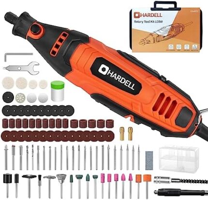 HARDELL Rotary Tool Kit, 130w Rotary Tool with 95 Pcs Accessories,Flex Shaft, 6 Variable Speed for Crafting Projects and DIY Creations,Cutting,Polishing,Sanding,Curving,Drilling