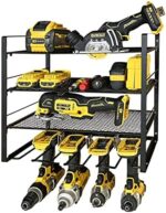 HAVEDAWN Power Tool Organizer, 4 Layers Power Tool Holder and Organizer Storage Rack, LARGE CAPACITY Wall Mount Storage Drill Rack, Heavy Duty Storage Rack for Garage Organizer, Cordless Drill