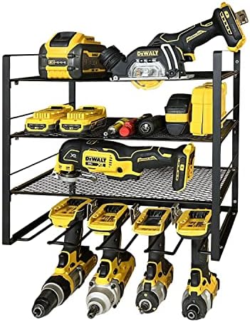 HAVEDAWN Power Tool Organizer, 4 Layers Power Tool Holder and Organizer Storage Rack, LARGE CAPACITY Wall Mount Storage Drill Rack, Heavy Duty Storage Rack for Garage Organizer, Cordless Drill