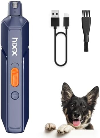 HIXX Dog Nail Grinder Quiet - Professional 2-Speed Electric Rechargeable Pet Nail Trimmer Painless Paws Grooming & Smoothing for Small Medium Large Dogs & Cats