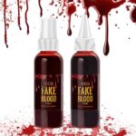 Halloween Fake Blood Makeup, Fake Blood Spray 2.03oz + Dripping Blood 2.03oz, Washable Realistic Fake Blood for Clothes, Sfx Special Effects Makeup Kit for Vampire Monster Zombie Cosplay (Red)