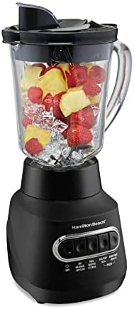 Hamilton Beach 58175 Quiet Blender for Shakes and Smoothies, Puree, Crush Stainless Steel Ice Sabre Blades, 800 Watts, Shatter-Resistant 40oz Glass Jar, Black