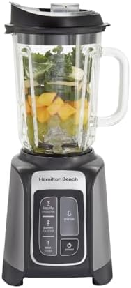 Hamilton Beach PowerMax Professional-Performance Blender for Shakes and Smoothies, Puree and Ice Crush, 48oz BPA-Free Glass Jar, 1680 Watts, Stainless Steel Blades (58600) GREY