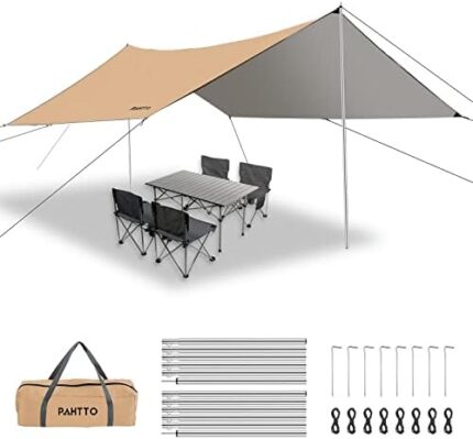Hammock Rain Fly, 12x10FT Camping Tarp with Poles, Waterproof and Ultralight Survival Tent Tarp for Outdoors, Camping, Hiking, Picnic, Backpacking