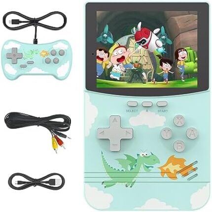 Handheld Game Console with 500 Classical FC Games，Portable Retro Video Games Consoles，Rechargeable Battery & 3-Inch Color Screen Portable FC Handheld Games for Lovers Adults Kids Boys(Blue)
