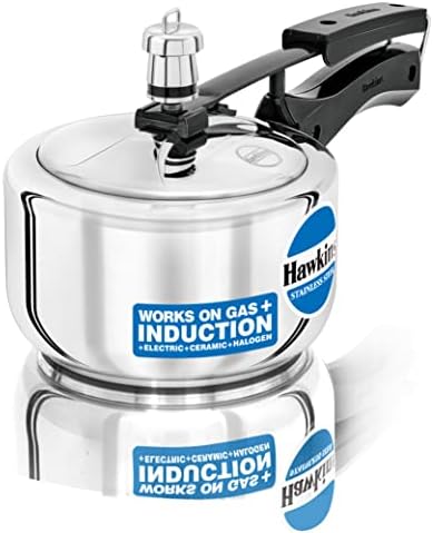 Hawkins Stainless Steel Pressure Cooker, 1.5 Liter, Silver