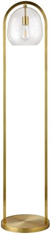 Henn&Hart Sydney 64" Floor Lamp with Seeded Glass Shade in Brushed Brass, Floor Lamp for Home Office, Bedroom, Living Room