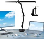 Hitish LED Desk Lamp, 24W Super Bright Architect Desk Lamp with 3 Color Modes & 10 Brightness Levels for Home & Office, Eye Protection Swing Arm Desk Lamp with Base & Clamp for Study, Work, Monitor