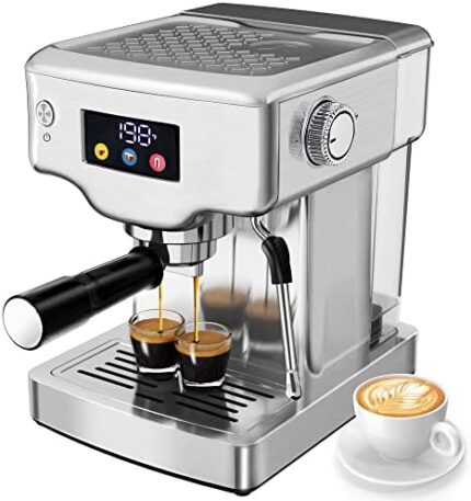 Homtone Espresso Machine 20 Bar, Stainless Steel Espresso Machine with Milk Frother for Cappuccino, Latte, Touch Screen Espresso Machine for Home