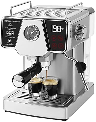 Homtone Espresso Machine Touch Screen 20 Bar, Stainless Steel Espresso Maker with Steam Wand for Cappuccino, Latte, Espresso Machine for Home