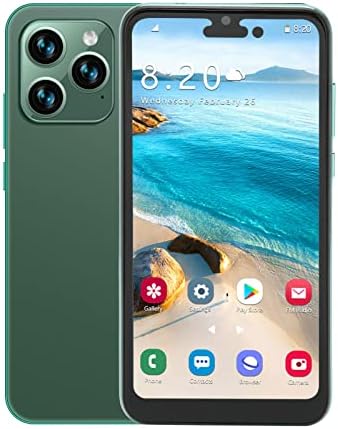 I14pro max Unlocked Smartphone 4G, Unlocked Cell Phone with 6.1 Inch LCD 720P IPS HD Screen, Support Dual Camera, Face Unlock, Dual SIM 3G Mobile Phone, MTK6737, 4G 48G, Dual Band 5G WiFi(Dark Green)