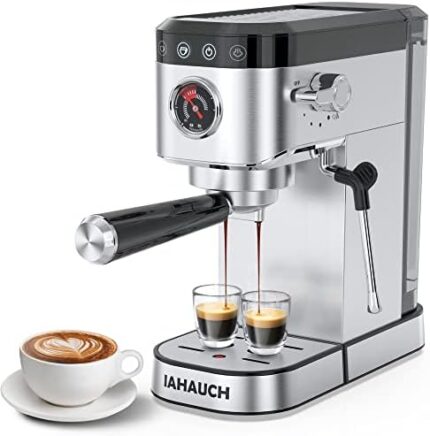 IAHAUCH Espresso Machine 20 Bar, Professional Espresso Maker with Milk Frother Steam Wand, Compact Espresso Coffee Machine with 34oz Removable Water Tank for Cappuccino, Latte, Gift for Dad or Mom