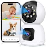 ICIGIWOX 2K Dual Lens Indoor Security Camera, 2.4GHz WiFi Indoor Camera for Home Security, Baby/Pet Camera with Night Vision, Motion Detection, Two-Way Audio, Siren, Cloud & SD Card Storage